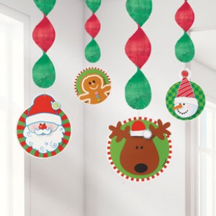 Christmas Santa Claus Reindeer Gingerbread Man Snowman Swirls